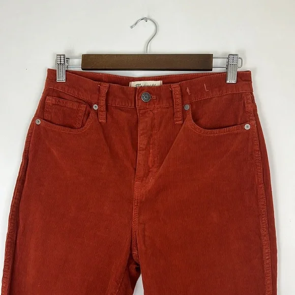 MADEWELL women’s 10” high rise skinny corduroy pants rust orange 28 - Picture 8 of 14